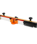 Heavy Duty 32 Inch Router Table Fence System With Premium Steel Rail Quick Lock Stops And Dedicated Dust Port, seen from side view.