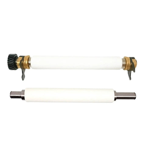 Top Shelf Platen Roller Kit For Thermal Label Printers Built Like A Tank Gonna Run Flawless Zero Sweat Swaps Premium Media Transport For Zt200 Series 203Dpi 300Dpi Models P1037974028 showing white rollers with metal ends.