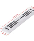 Close-up of 8.97 Inch Dovetail Rail Plate for OTA Equatorial Mounts and Tripods, showing measurements, silver anodized aluminum