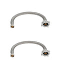 Two Pack Twelve Inch Stainless Braided Toilet Water Supply Lines No Plumber Needed Easy Install Three Eighth Inch Compression To Seven Eighth Inch Nut Anti Leak Brass Nut Connector Hose For Standard Toilets