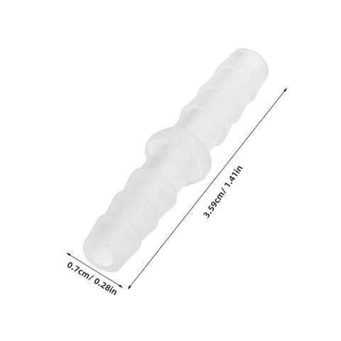 Super Easy Double Ended Barbed Repair Connector Kit For Garden Hose Fixes That Drip Leaks On The Spot With No Tools Needed Plus Quick Install And Heavy Duty Plastic Build Makes It Perfect For Every Home DIY Plumber Job. 3.5cm clear plastic hose coupler