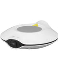 Keep Your Sips Lit Or Icy Cold Usb Powered Mug Warmer Chiller Pad dual temp control white device with buttons and warning sign