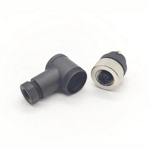 M12 5 Pin Female Connector A Code Industrial Circular IP67 Right Angle Plug And Play Field Wireable Sensor Adapter