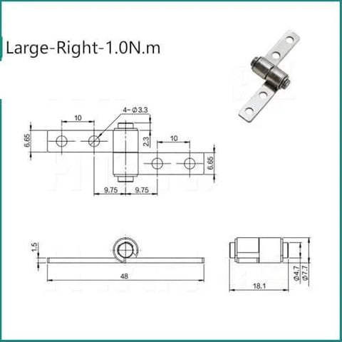 360 Degree Torque Hinge With Damping For Folding Tables And Flip Tables Built Tough Durable Metal Construction Easy To Install And Disassemble Positioning Stop Provides Smooth Operation And Long Lasting Performance For Home Office And Workshop Furniture with technical dimensions and design details.