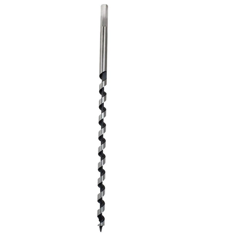 Heavy Duty Workhorse 3/8 Inch Wood Auger Drill Bit With 12 Inch Long Hex Shank For Hardwood, stainless steel spiral design.