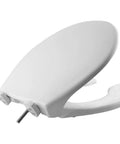 Commercial Heavy Duty Open Front Toilet Seat With Cover, Round White with Stay-Tite Installation and stainless steel posts