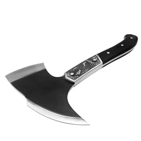 Beast Mode Full Tang Chopping Axe With Wooden Handle, Camp Hatchet For Wood Splitting And Cutting, Outdoor Bushcraft Tool With Sheath