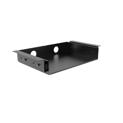 Level Up Your Desk Space With This Smooth Glide Under Desk Storage Shelf Featuring Built In Cable Management Tray, black metal organizer.