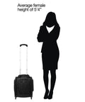 Silhouette comparison with Softside Underseat Carry On Bag With Wheels Lightweight 15-Inch Luggage For Travel Compact Upright Two-Wheel Roll On 26 L Capacity Durable Eco Friendly Black.