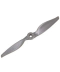 Durable Nylon RC Airplane Propellers 8x4 CW 2 Vane Gray 3 Pack With Adapter Rings Replacement For Small Model Planes shown overhead