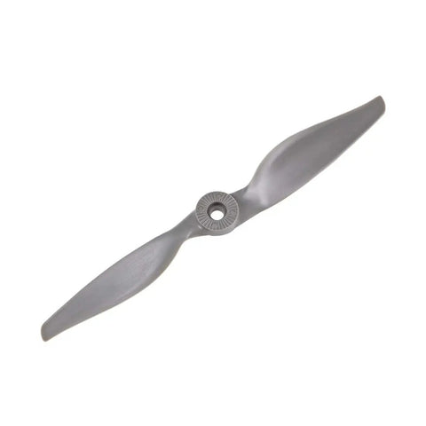 Durable Nylon RC Airplane Propellers 8x4 CW 2 Vane Gray 3 Pack With Adapter Rings Replacement For Small Model Planes shown overhead
