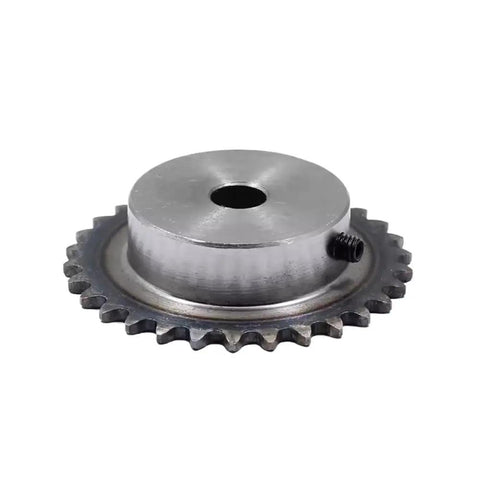 Fresh 04C Sprocket With 24 Teeth And Solid Inner Diameters For Industrial Drive Systems, side view showing secure screw mount.