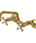 Magellan 6 Inch Adjustable Center Wall Mount Kitchen Faucet in Brushed Brass with Drip-Free Ceramic Disc, Two Hole Install