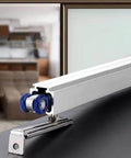 Soft Close Aluminum Sliding Door Track Kit For Kitchen And Closet Six Point Two Feet Bypass Barn Door Hardware Top Hung Rail System Silver Finish One Point Nine Meters Rails Smooth Quiet Close Safe For Kids And Elderly Easy Install, showing aluminum track and blue rollers