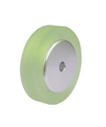 KVXJH Aluminum Silicone Industrial Encoder Wheel Meter Measuring Wheel for Rotary Encoder(6mm,Diameter 30mm), side view with green silicone.