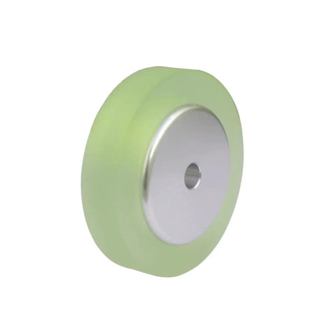 KVXJH Aluminum Silicone Industrial Encoder Wheel Meter Measuring Wheel for Rotary Encoder(6mm,Diameter 30mm), side view with green silicone.