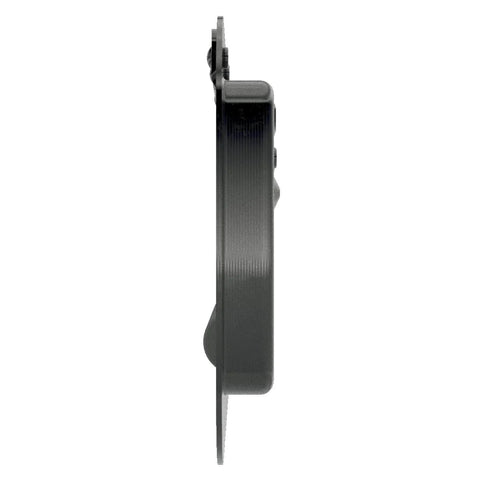 Side view of a Four Pack Large Spring Loaded Recessed Steel Handle With Black Powder Coat and Padded Rubber Grip for case chest box cabinet.
