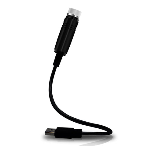 USB Star Projector Night Light with Bendable Arm, black design, flexible USB cable for car or home use