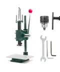 Handheld Leather Hole Punch And Stamping Press For DIY Crafting Adjustable 1.5 To 13 mm Chuck 4.4 Cm Press Plate Shown With Accessories