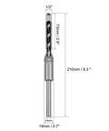 Half Inch Square Hole Drill Bit Featuring Hollow Chisel Mortiser Design And Carbon Steel Auger Spur Cutter showing dimensions and design details.