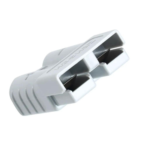Close-up of 50 Amp Heavy Duty 10 Gauge Battery Quick Connector Kit For 12-36V Systems with silver contacts and polycarbonate housing