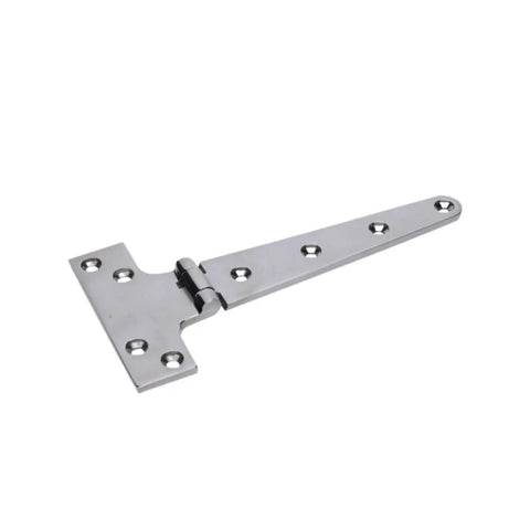 Beefed-Up Heavy Duty T Shape Strap Hinge in 316 Stainless Steel for gates, cabinets, and sheds doors, corrosion resistant, size 200x98mm