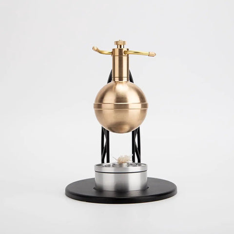 Steam Ball Heros Engine Model Kit For Adults, DIY Assembly Retro Steam Engine, Hands On STEM Education Toy, Science Experiment Gift, Runs On Steam Power, Classic Engineering Project, Silver brass steam engine model on black base