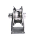 Heavy Duty U Groove Track Wheel With Solid 304 Stainless Steel Double Bearing Pulley front view for sliding gates.