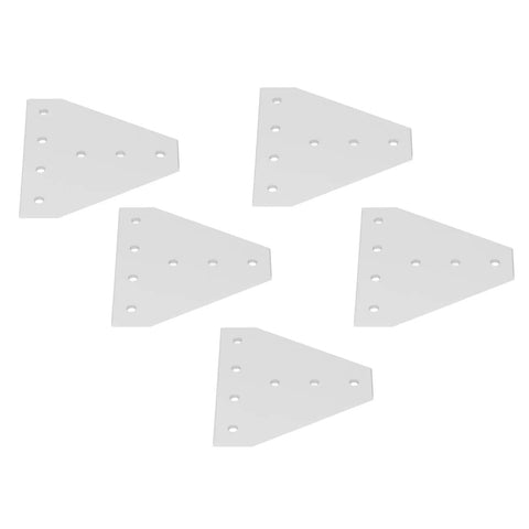 Seven Hole Aluminum Joining Plate Connector For Frames Tables Beds Shelves 5 Pack Heavy Duty Aluminum Alloy With Silver White Oxidation Finish Flat Surface Mounting Ready