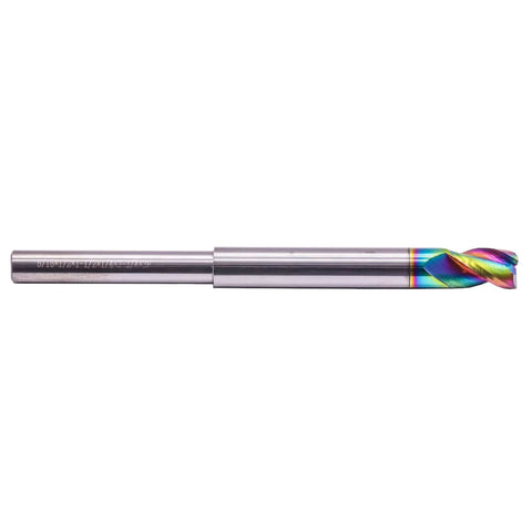 Solid carbide DLC-coated square end mill, 3-flute, 5/16 in dia, 1/4 in reduced shank, 3-3/4 in OAL
