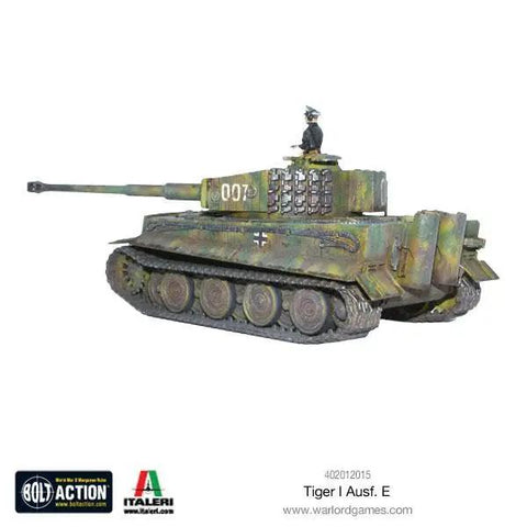 Tiger I Ausf E 1 To 56 Scale German Army Plastic Tank Kit with commander figure for Bolt Action tabletop battles 28mm miniatures