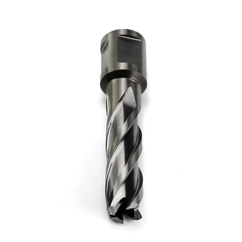 Oscarbide annular cutter, side view, 9/16 in dia, 2 in depth, 3/4 in Weldon shank for magnetic drill press