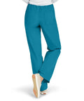 Unisex Reversible Scrub Pants With Drawstring Waist Built For Healthcare Heroes To Rock All Day Long Featuring Ultra Comfy Lightweight Stretch Fabric and Sleek Professional Look in teal color from the back view.
