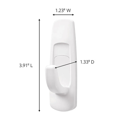 Large Utility Hook Mega Pack 14 Count For No Fuss Damage Free Hanging Holds Strong On Painted Walls Wood Tile And More; white hook with dimensions