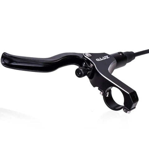 Upgrade Your Ride With This Premium Full Aluminum Alloy Hydraulic Disc Brake Kit featuring a black brake lever for mountain bikes.