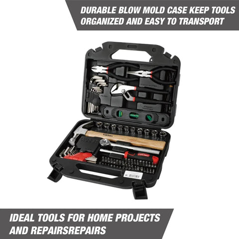 All In One 110 Piece Home Tool Set With Storage Case For DIY Projects, Repairs And Everyday Fixes
