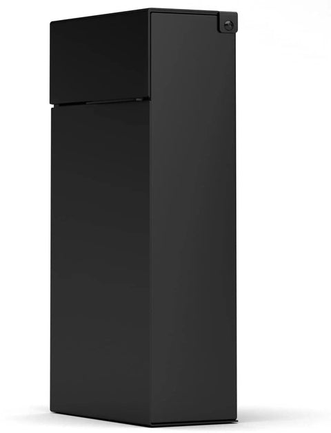 Modern Wall Mount Mailbox In Black Powder Coated Aluminum No Fuss Rust Proof And Ultra Durable Easy Install with vertical view.