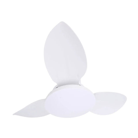 Omquot Recessed Ceiling Fan Light Small 25 Inch Silent DC Motor Dimmable LED 6 Speeds Bedroom Living Room Dining Room Study, Remote Control White Light (White) with white blades and lampshade viewed from below.