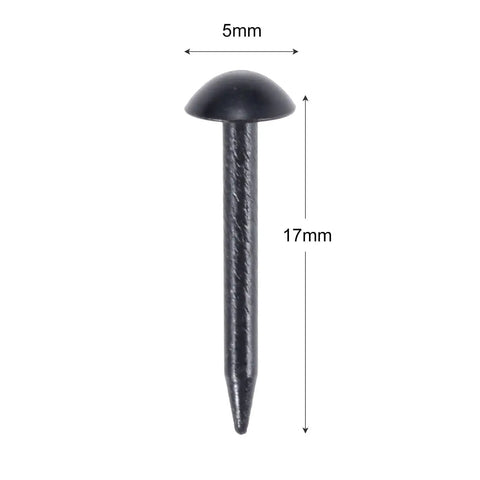 Premium Black Iron Round Head Upholstery Nails And Smooth Furniture Decorative Tacks 5x17mm size for home projects.