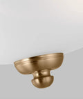 Detail of Geary 2 Light Satin Brass Ceiling Flush Mount Light With 12.5 Inch Diameter And 5.5 Inch Height, satin brass base.
