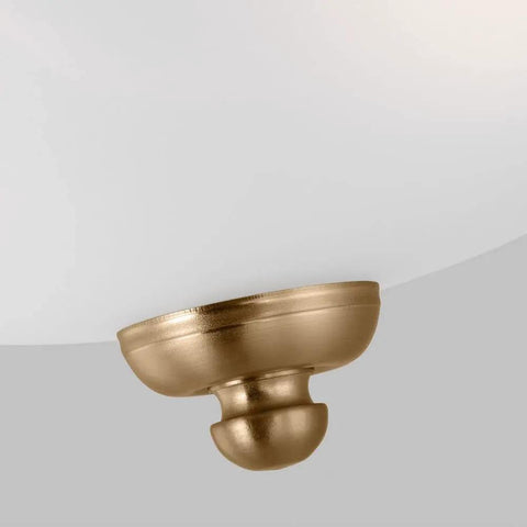 Detail of Geary 2 Light Satin Brass Ceiling Flush Mount Light With 12.5 Inch Diameter And 5.5 Inch Height, satin brass base.