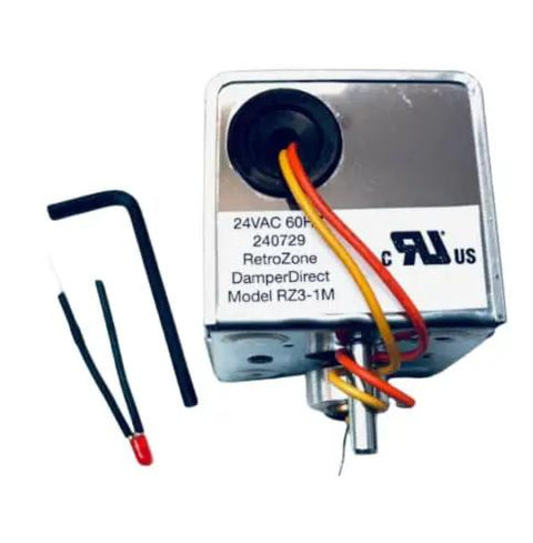 RZ3-1M replacement damper motor actuator for 24V 2-wire spring return with installation tools visible