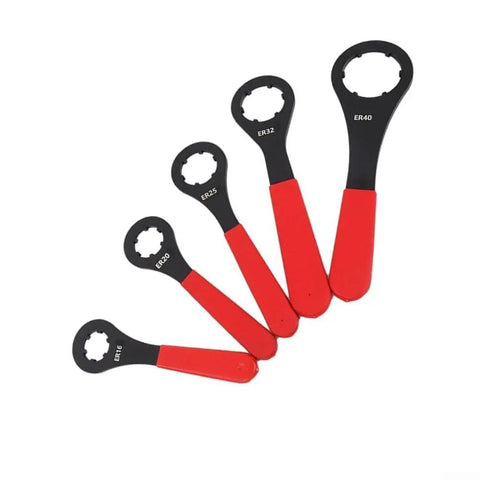 Heavy Duty ER Collet Wrench For ER16 ER20 ER25 ER32 ER40 CNC Spanner Tool and Machine Tool Spanner Holder Wrench Key set with red handles