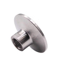 Side view of DERNORD 1.5-inch sanitary tri-clamp to 1/4-inch NPT female adapter, stainless steel