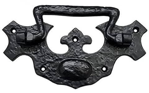 Phicol Antique Cast Iron Cabinet Ring Drop Pulls Pack Of 2 Matte Black For Vintage Wood Barn Doors, classic design