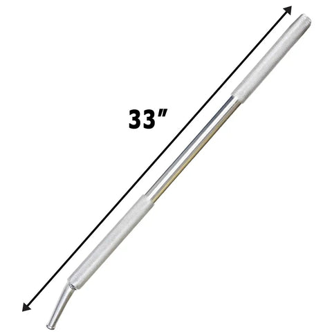 Chrome Winch Bar With Grooved Head And Non Slip Grip, 33 Inch Flatbed Trailer Tie Down Tool For Extra Leverage, Load Tightening And Secure Cargo During Hauling, angled view