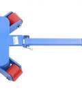 Heavy Duty Machinery Skates Carrying 4409 Lbs And Designed For No Sweat Equipment Moving With A Beast Mode Carbon Steel Base And Smooth PU Casters from top view, showcasing blue carbon steel base and red PU casters.