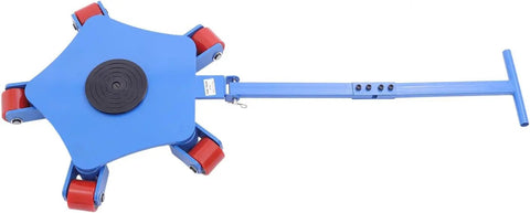 Heavy Duty Machinery Skates Carrying 4409 Lbs And Designed For No Sweat Equipment Moving With A Beast Mode Carbon Steel Base And Smooth PU Casters from top view, showcasing blue carbon steel base and red PU casters.