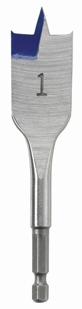 Speedbor Spade Wood Drill Bit 1 Inch By 4 Inch For Fast Holes And Long Life With Chamfered Edges And Blue Groove Parabolic Scoop