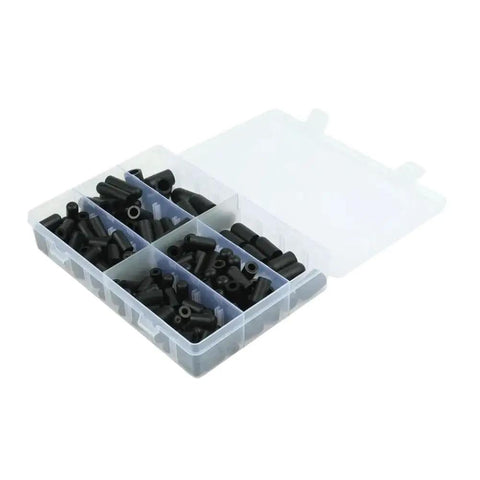 160 Piece Rubber Carburetor Vacuum Cap Kit with Varied Sizes in Transparent Box for Small Engines, Cars, Boats, ATVs